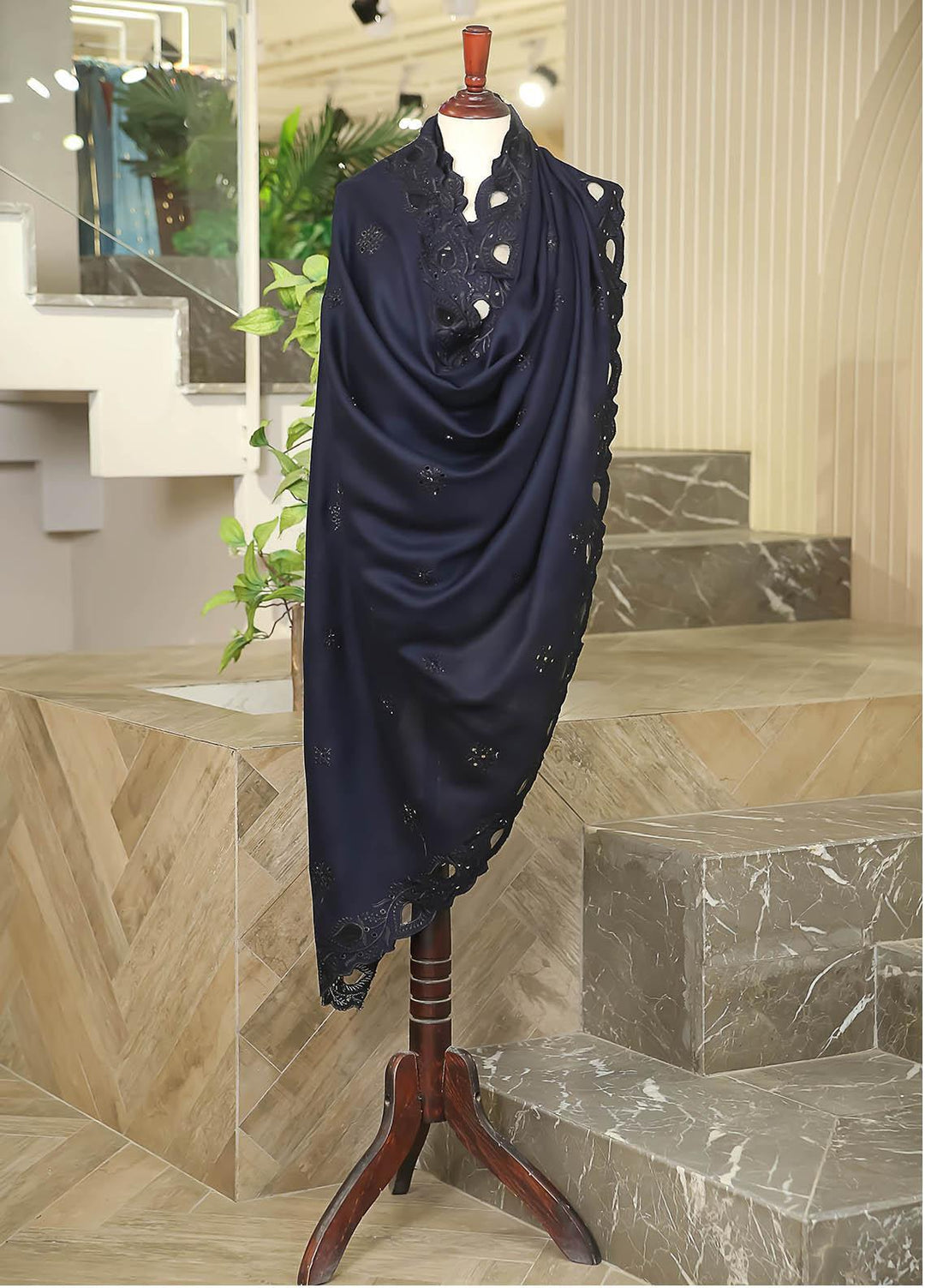 Sanaulla Exclusive Range  Pashmina  D-24 N Blue - Women Shawls