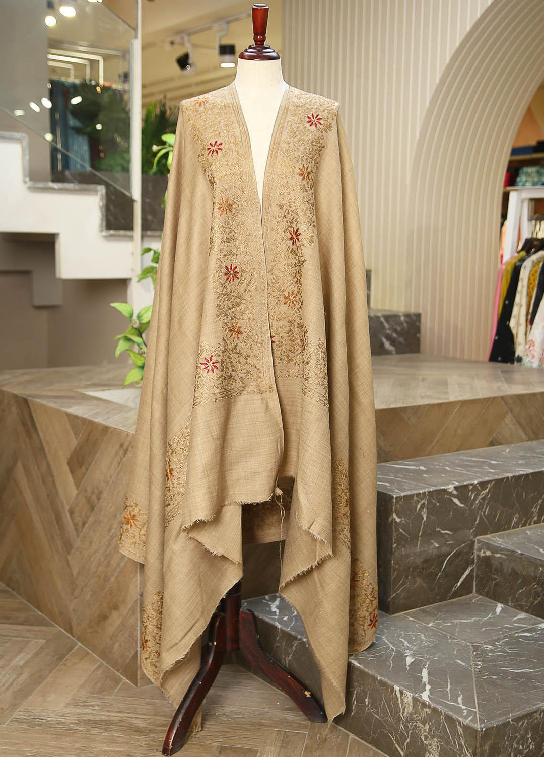 Sanaulla Exclusive Range  Pashmina  D-28 Brown 01 - Women Shawls