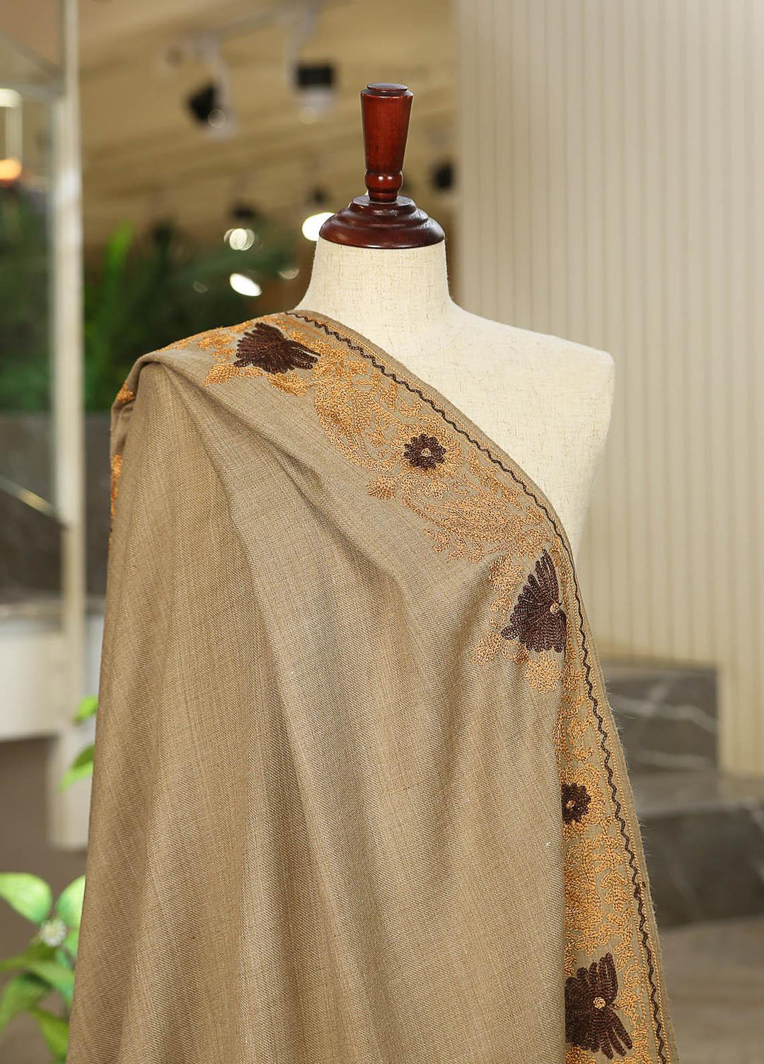 Sanaulla Exclusive Range  Pashmina  D-28 Brown 04 - Women Shawls