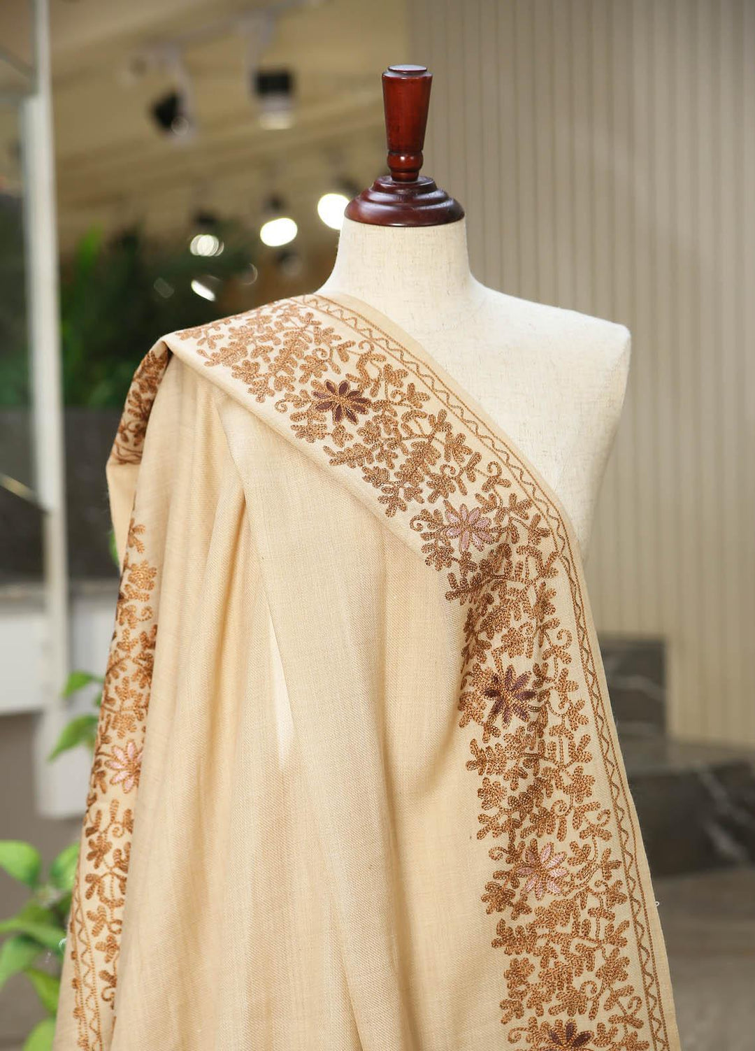 Sanaulla Exclusive Range  Pashmina  D-28 L Brown 01 - Women Shawls