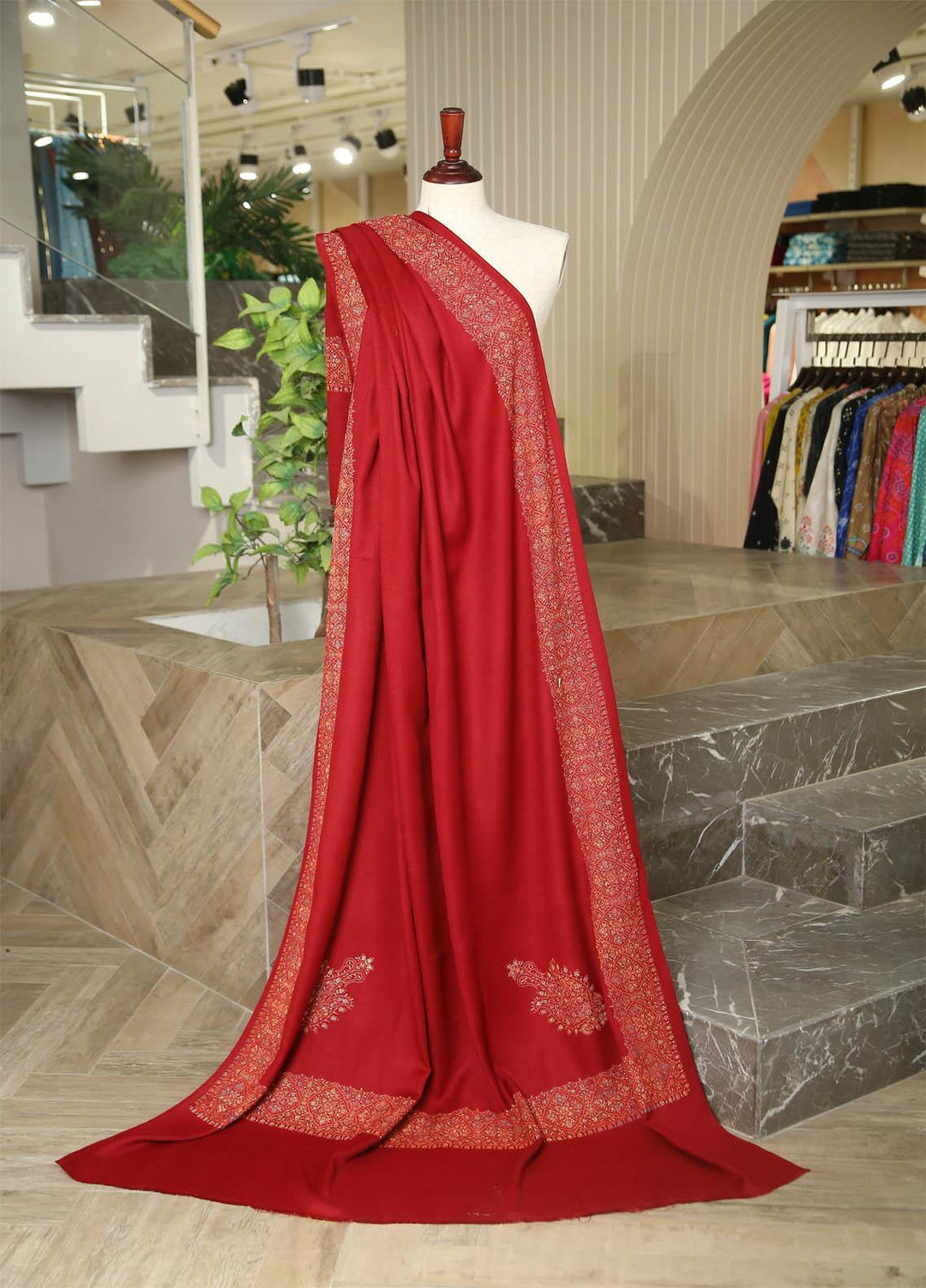 Sanaulla Exclusive Range  Pashmina  D-29 Maroon - Women Shawls