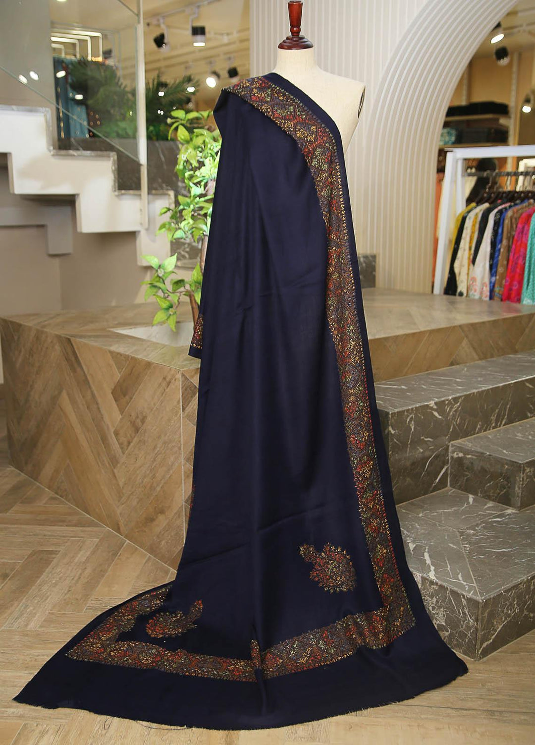 Sanaulla Exclusive Range  Pashmina  D-29 N Blue - Women Shawls