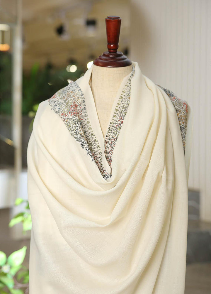 Sanaulla Exclusive Range  Pashmina  D-29 Off White - Women Shawls