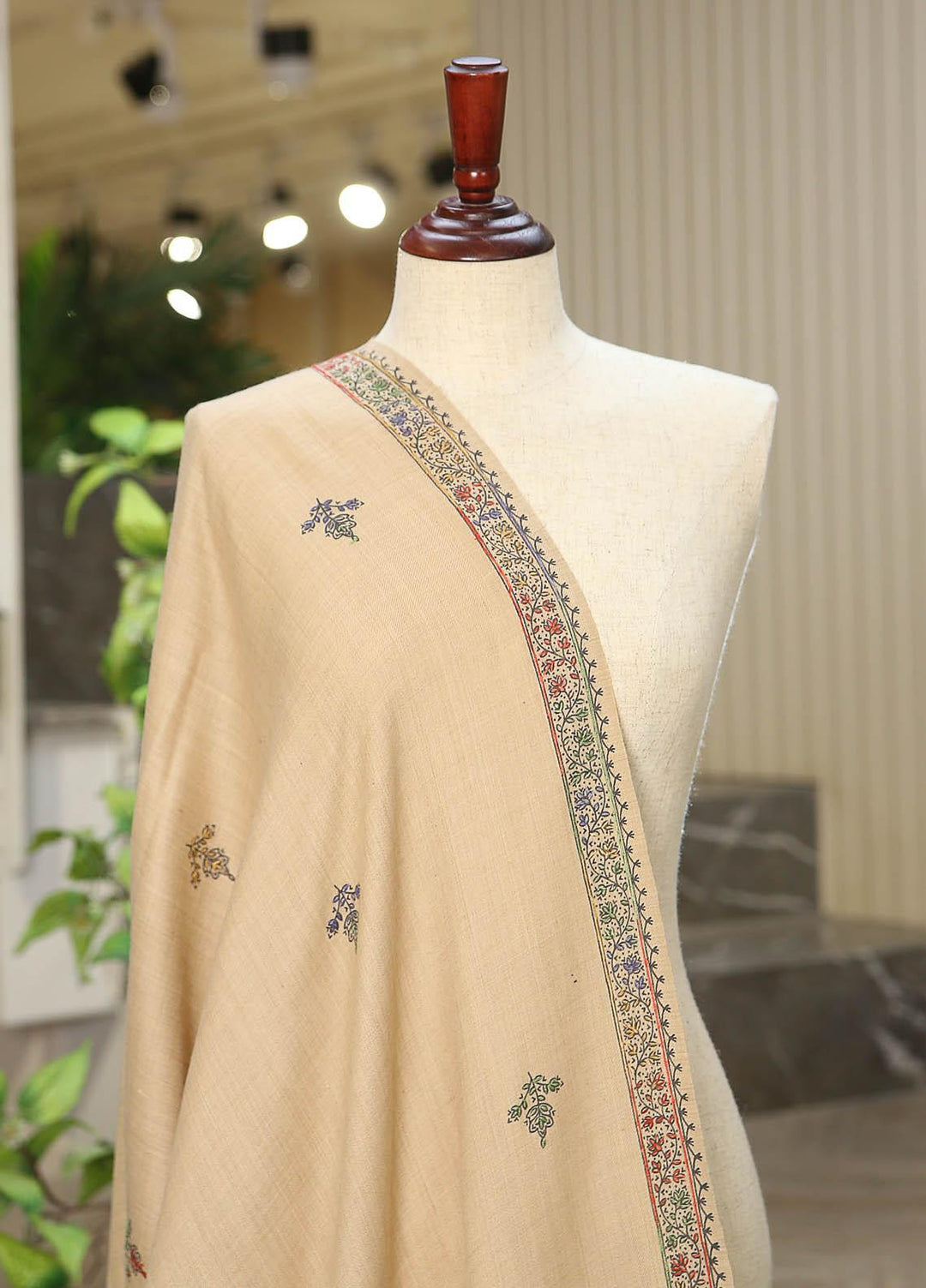 Sanaulla Exclusive Range  Pashmina  D-30 Beige - Women Shawls