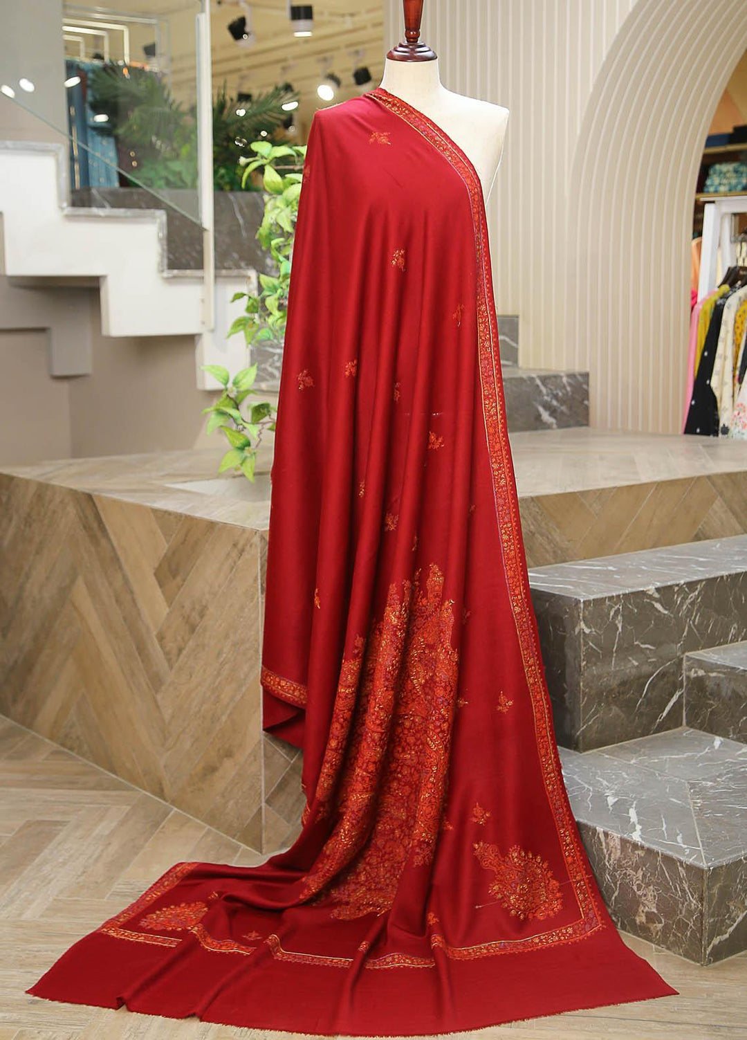 Sanaulla Exclusive Range  Pashmina  D-30 Maroon 01 - Women Shawls