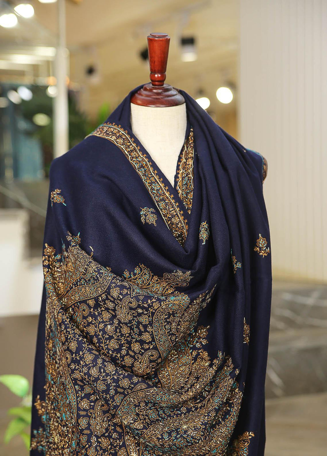 Sanaulla Exclusive Range  Pashmina  D-30 N Blue - Women Shawls