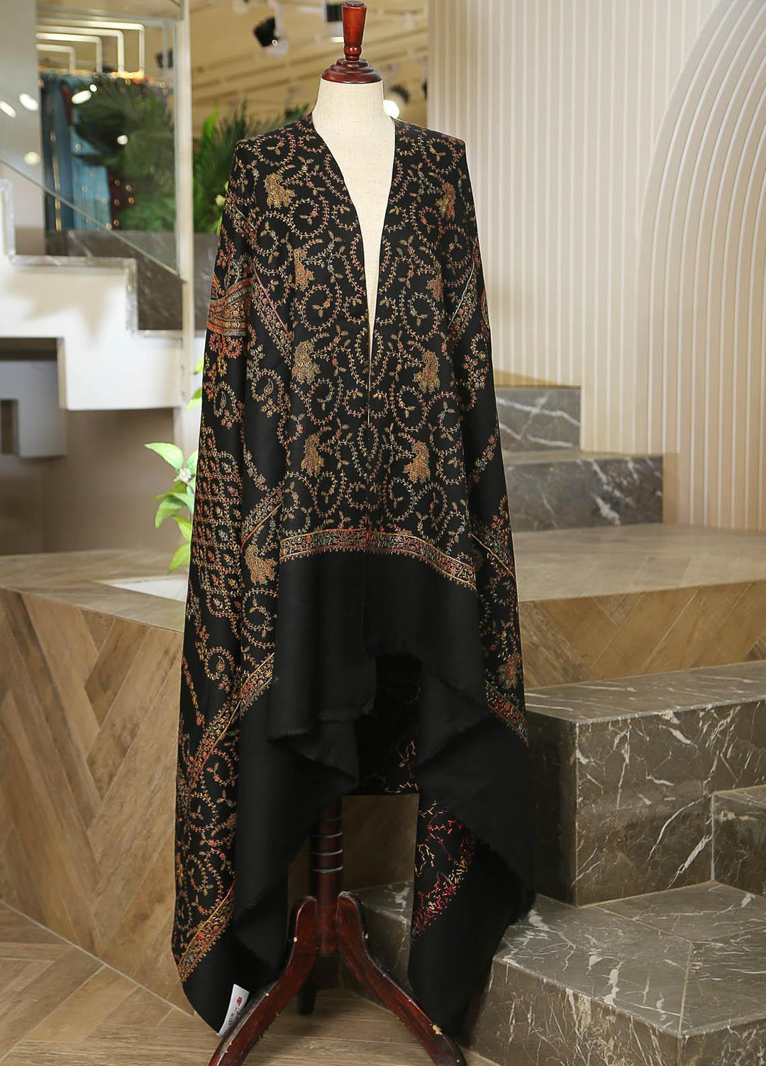 Sanaulla Exclusive Range  Pashmina  D-31 Black 01 - Women Shawls