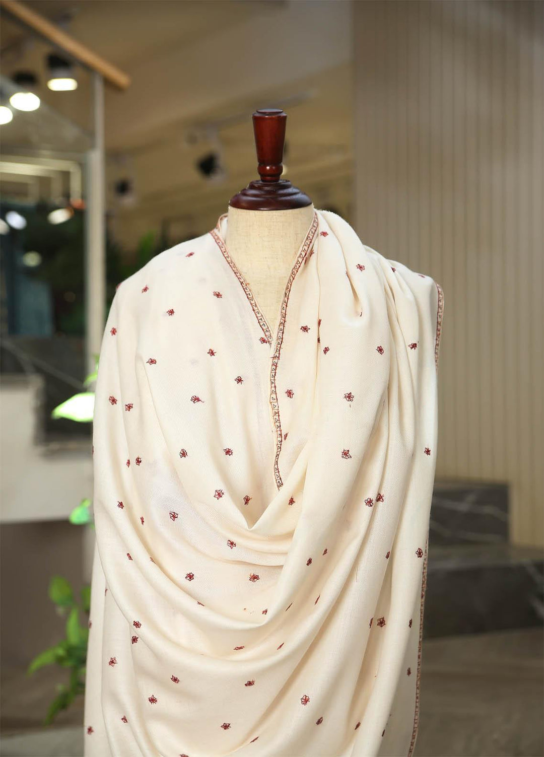 Sanaulla Exclusive Range  Pashmina  D-43 Off White - Women Shawls