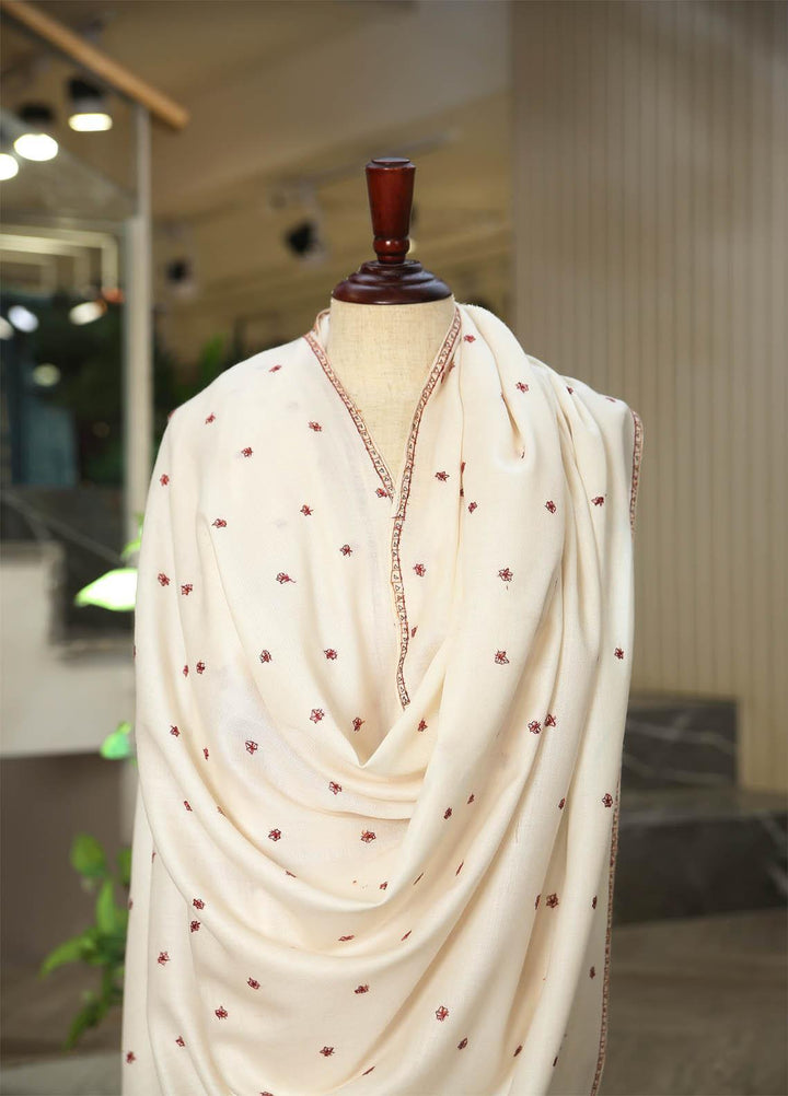 Sanaulla Exclusive Range  Pashmina  D-43 Off White - Women Shawls