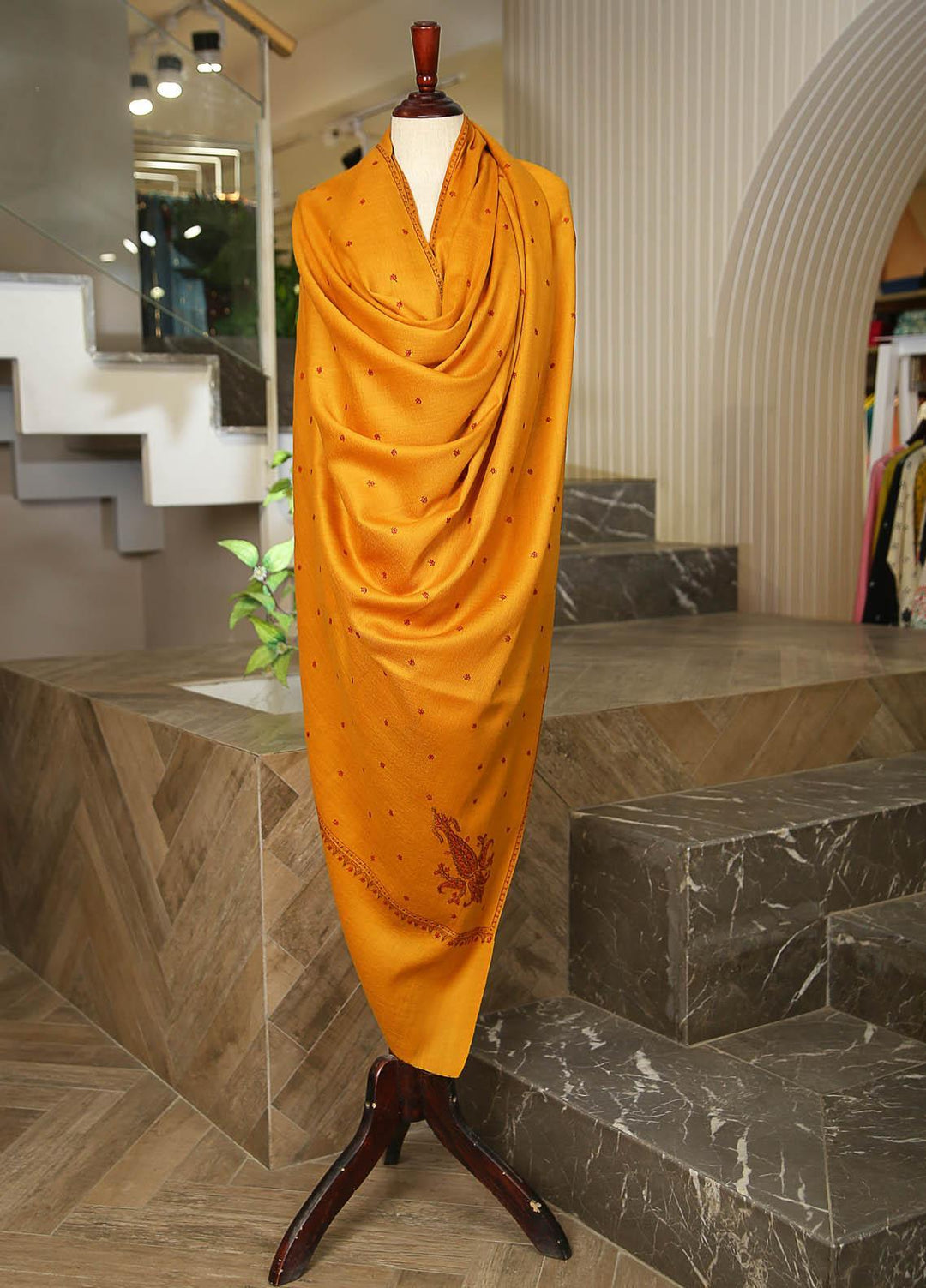 Sanaulla Exclusive Range  Pashmina  D-43 Rust - Women Shawls