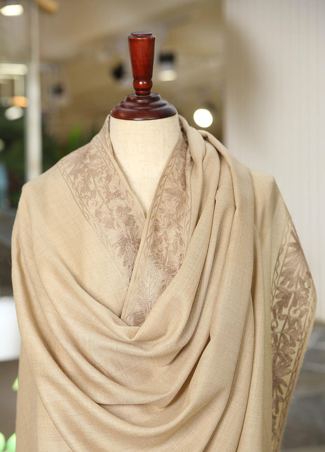 Sanaulla Exclusive Range  Pashmina  D-47 L Brown 05 - Women Shawls