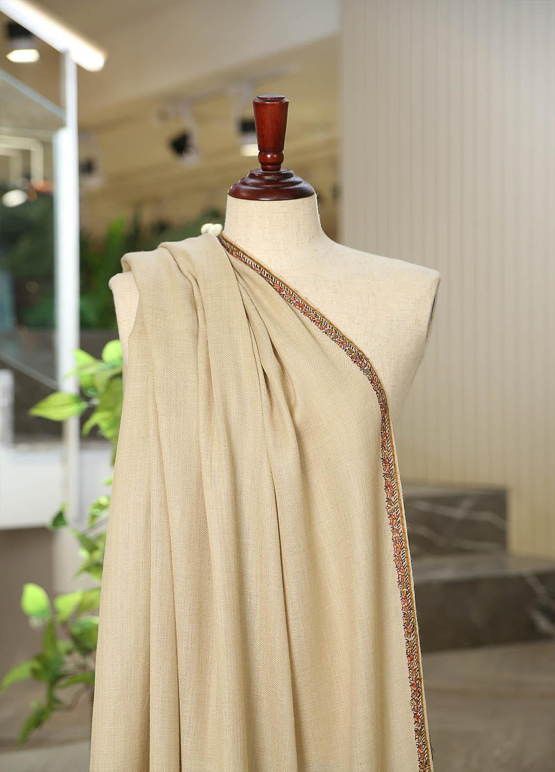 Sanaulla Exclusive Range  Pashmina  D-48 Fawn - Women Shawls