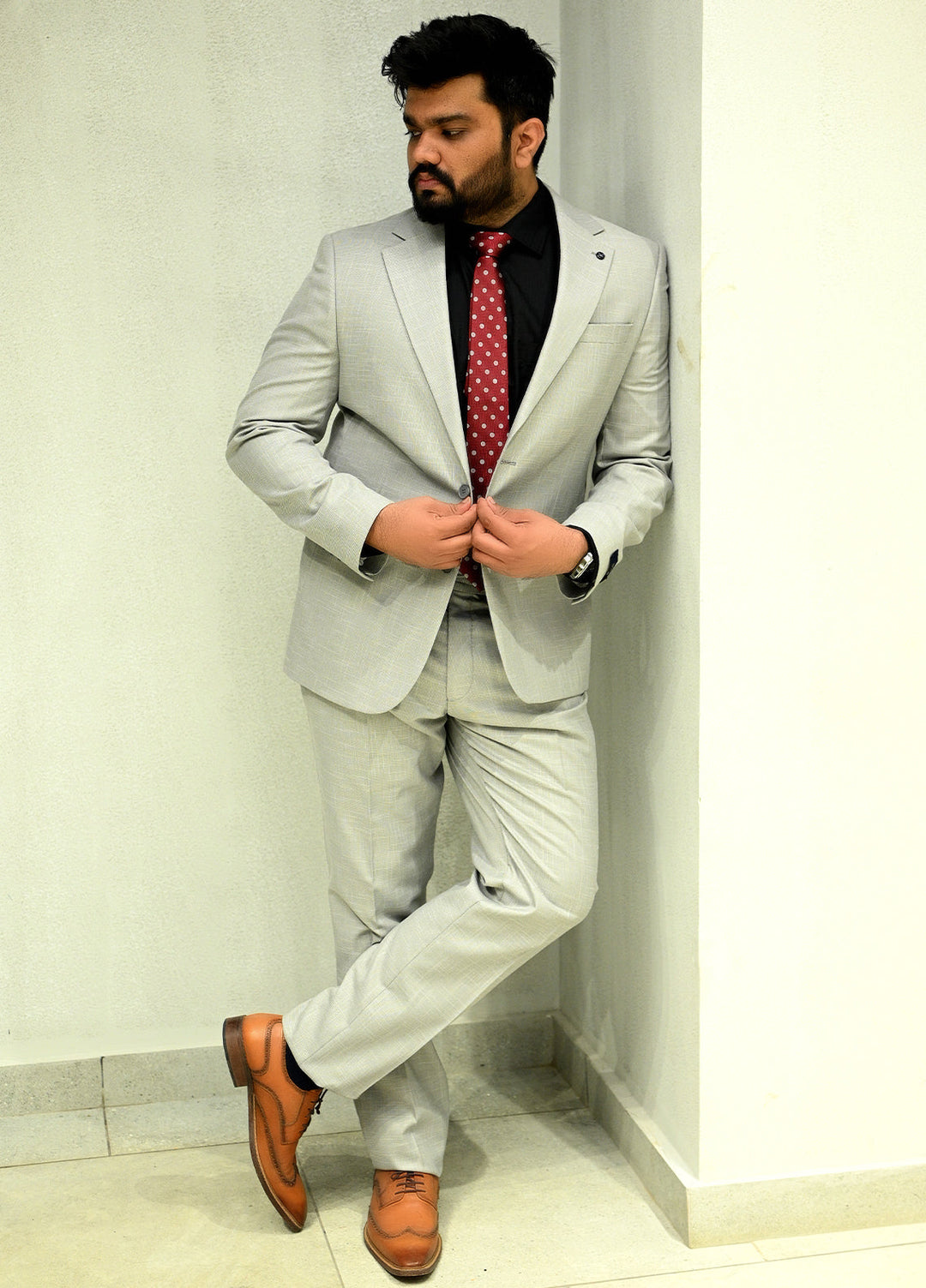 Sanaulla Exclusive Plain Cotton 2 Piece Suit 13725 Light Grey