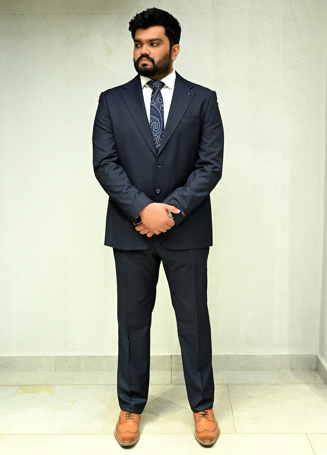 Sanaulla Exclusive Plain Cotton 2 Piece Suit 18900 Navy