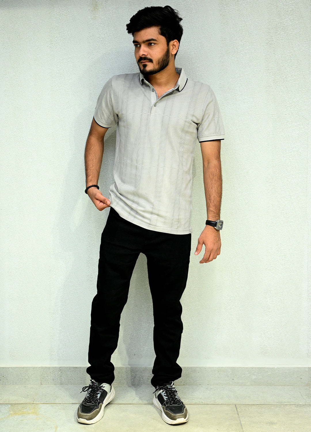 Sanaulla Exclusive Pret Casual Cotton Polo 2018 Grey