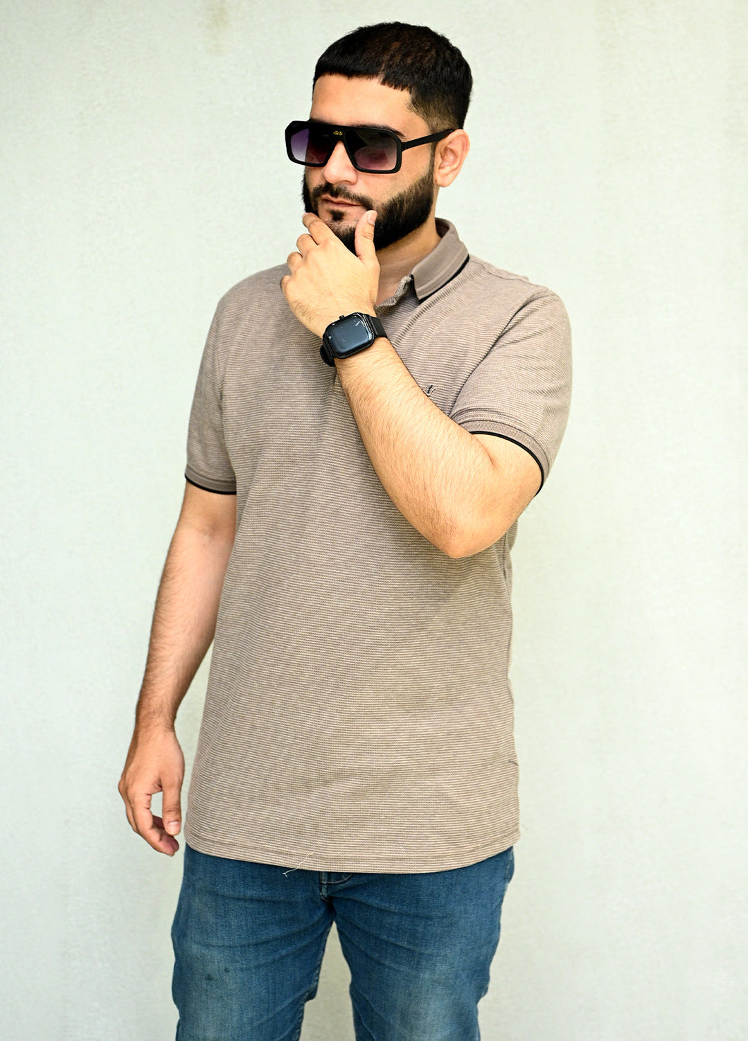 Sanaulla Exclusive Pret Casual Cotton Polo 8043R-2 Brown