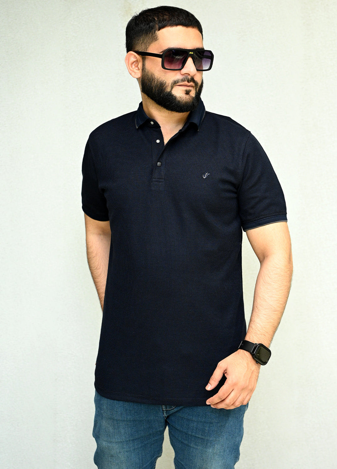 Sanaulla Exclusive Pret Casual Cotton Polo 8043R-2 Navy Blue