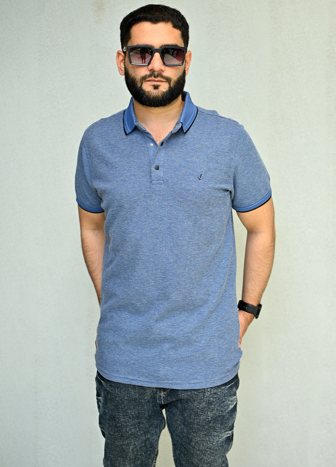 Sanaulla Exclusive Pret Casual Cotton Polo 8043R-2 Sky Blue