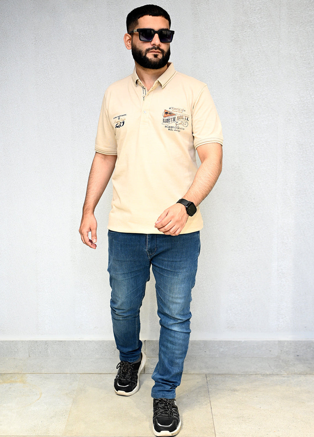 Sanaulla Exclusive Pret Casual Cotton Polo 8129 Fawn