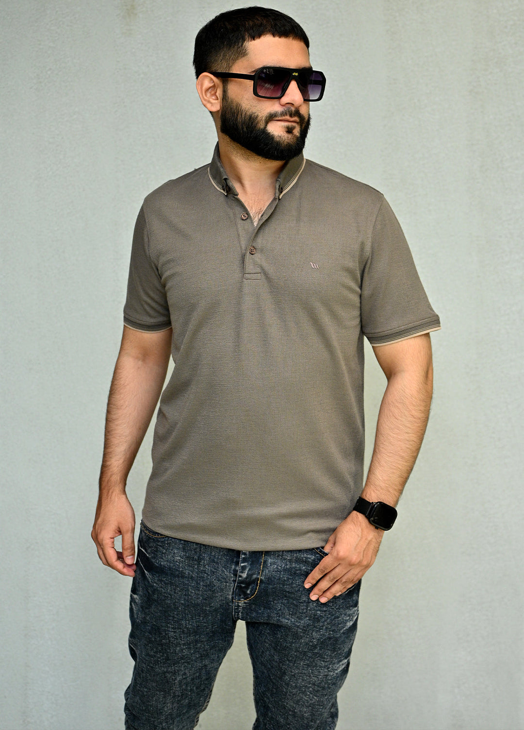 Sanaulla Exclusive Pret Casual Cotton Polo 8180 Dark Grey
