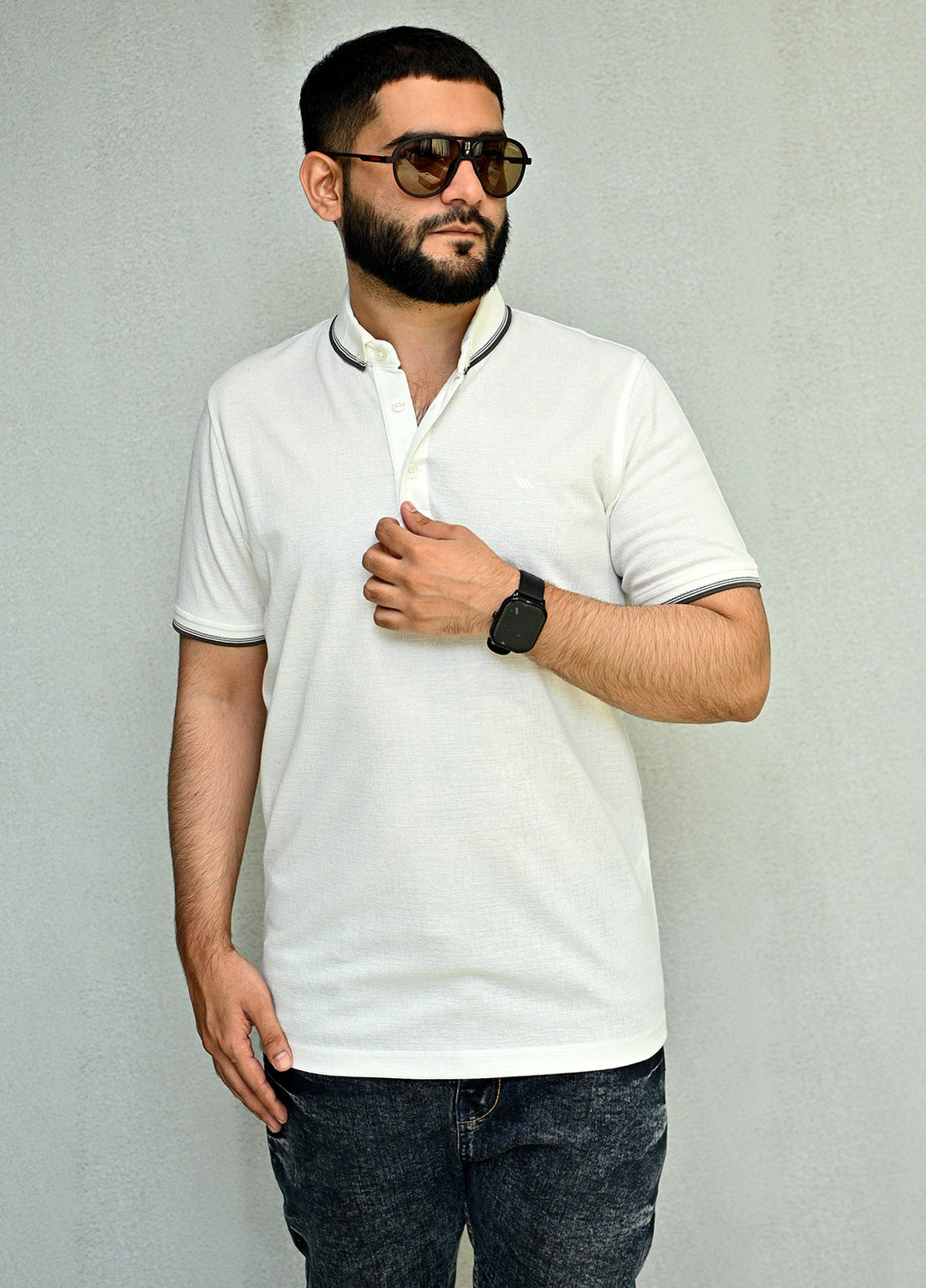 Sanaulla Exclusive Pret Casual Cotton Polo 8180 White