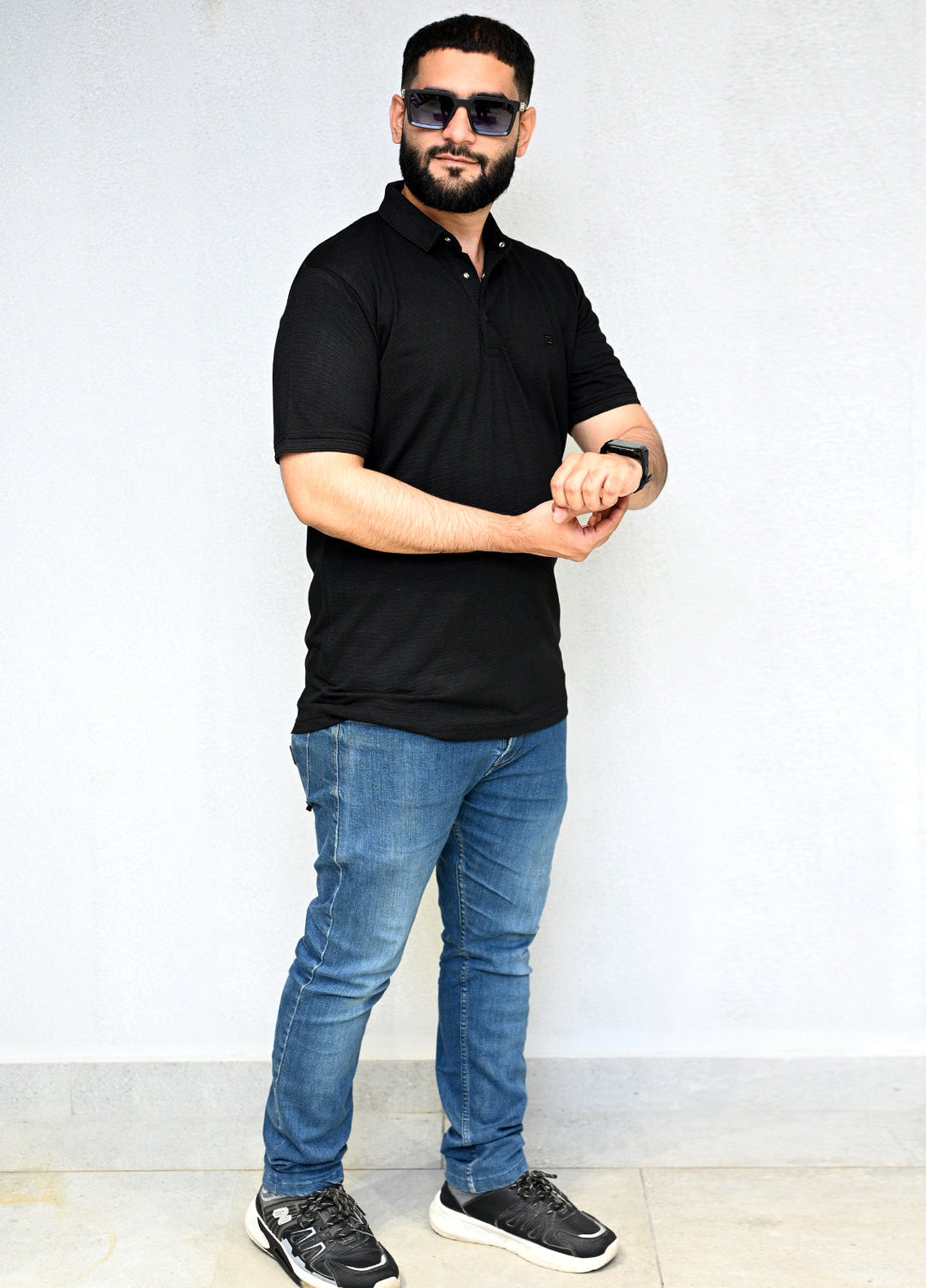 Sanaulla Exclusive Pret Casual Cotton Polo 8183 Black