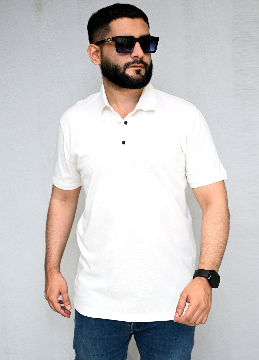 Sanaulla Exclusive Pret Casual Cotton Polo 8183 Off White
