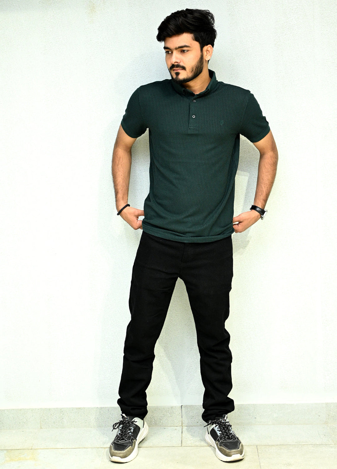 Sanaulla Exclusive Pret Casual Cotton Polo D3147 Dark Green