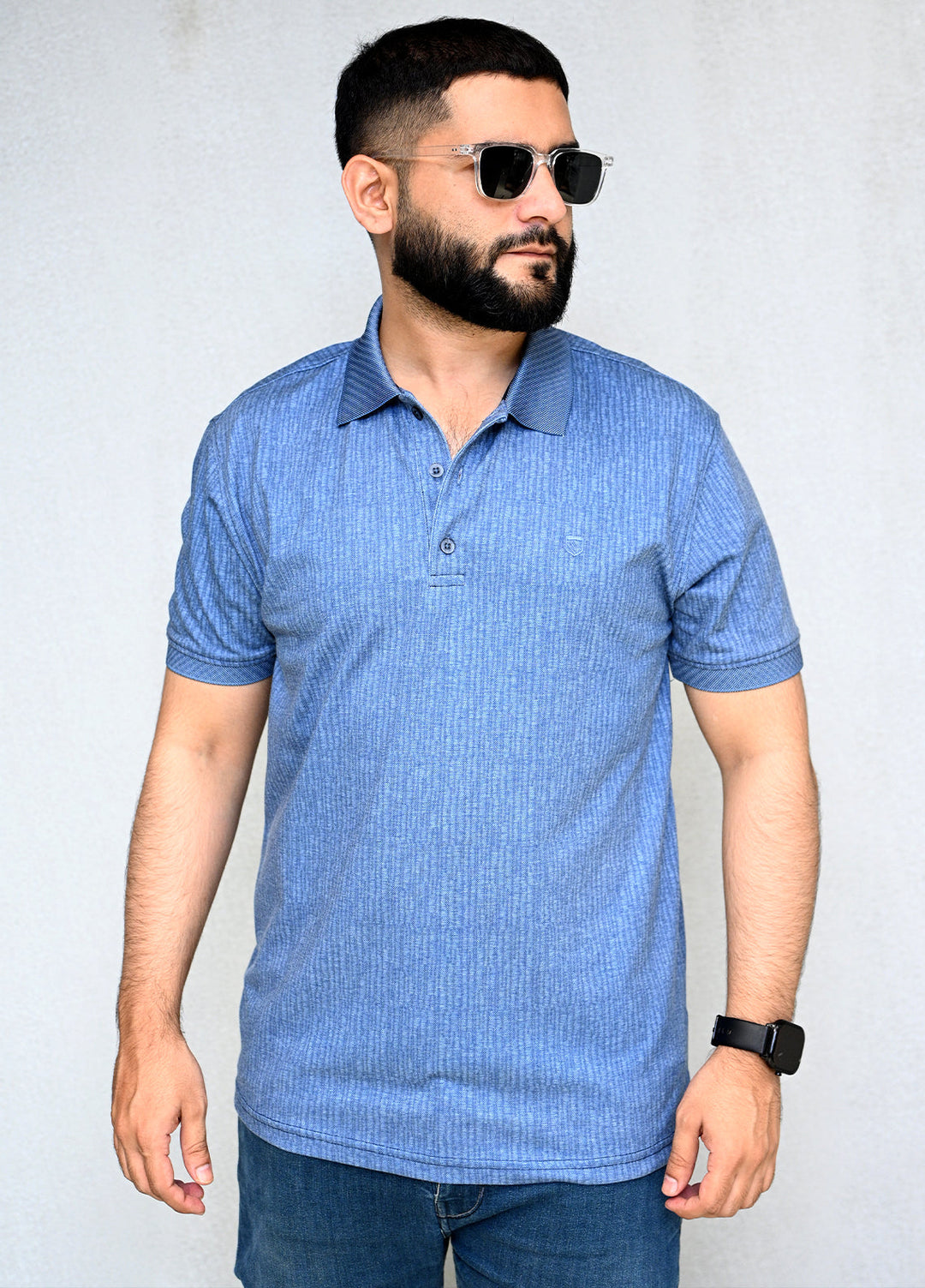 Sanaulla Exclusive Pret Casual Cotton T-Shirt D-3077 Blue