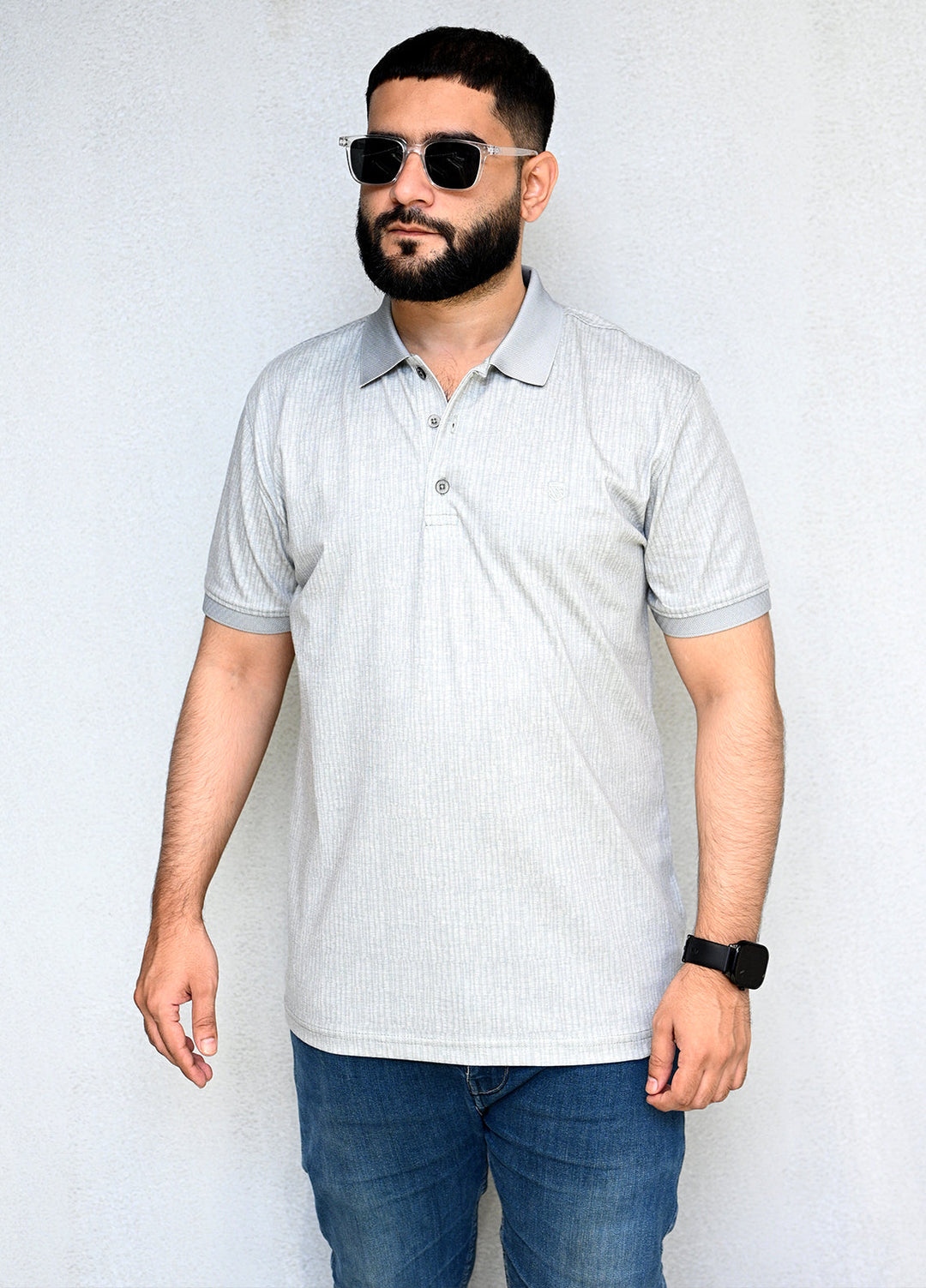 Sanaulla Exclusive Pret Casual Cotton T-Shirt D-3077 Grey