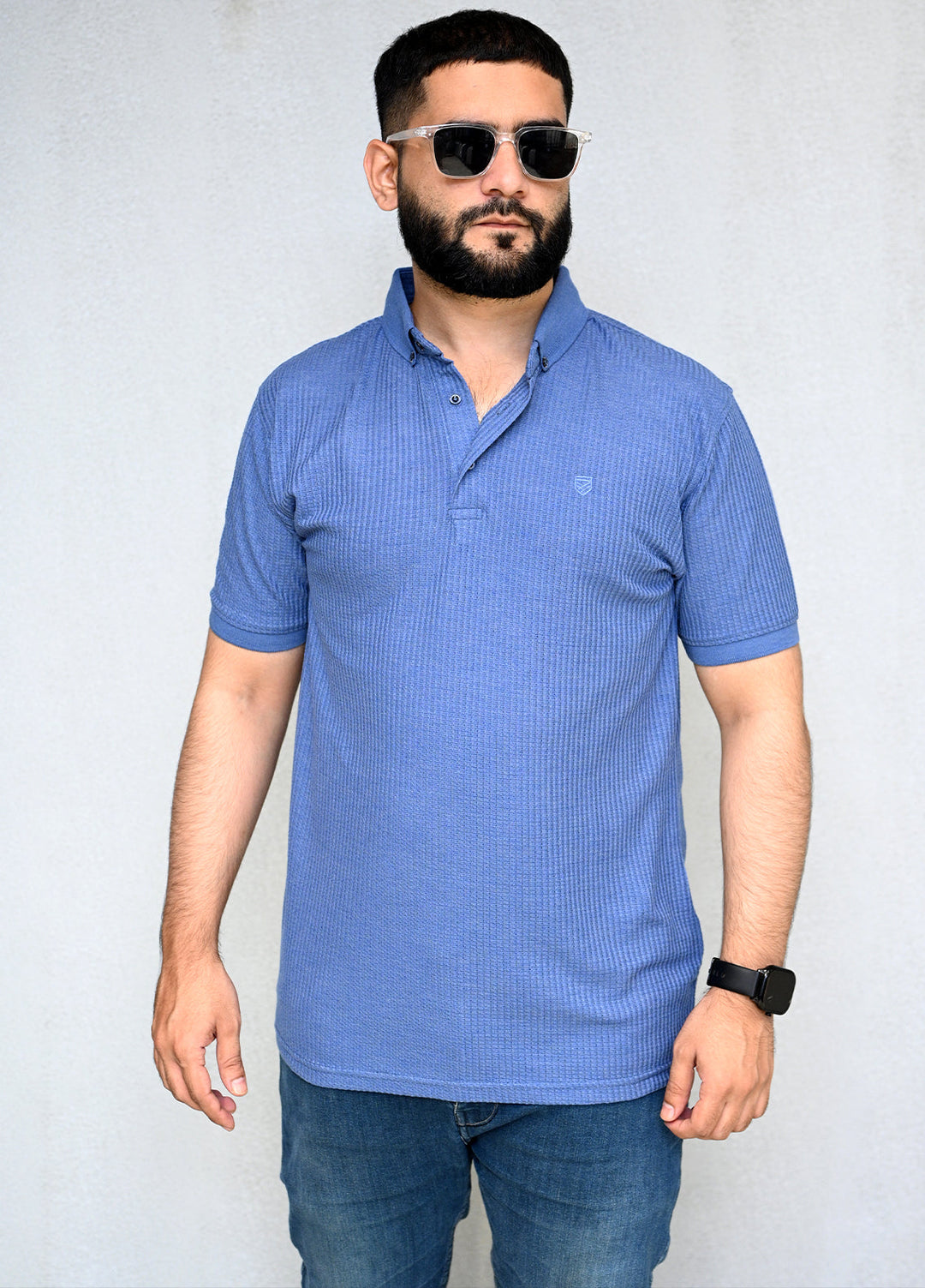 Sanaulla Exclusive Pret Casual Cotton T-Shirt D-3147 Sky Blue