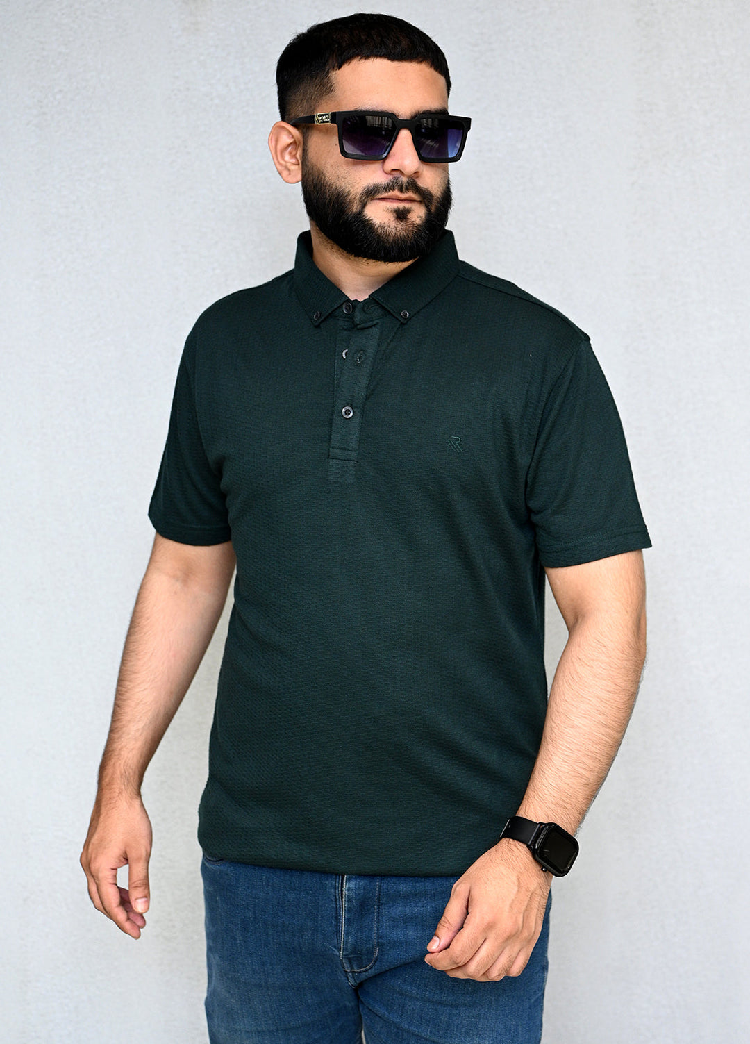 Sanaulla Exclusive Pret Casual Cotton T-Shirt D-3153 Dark Green