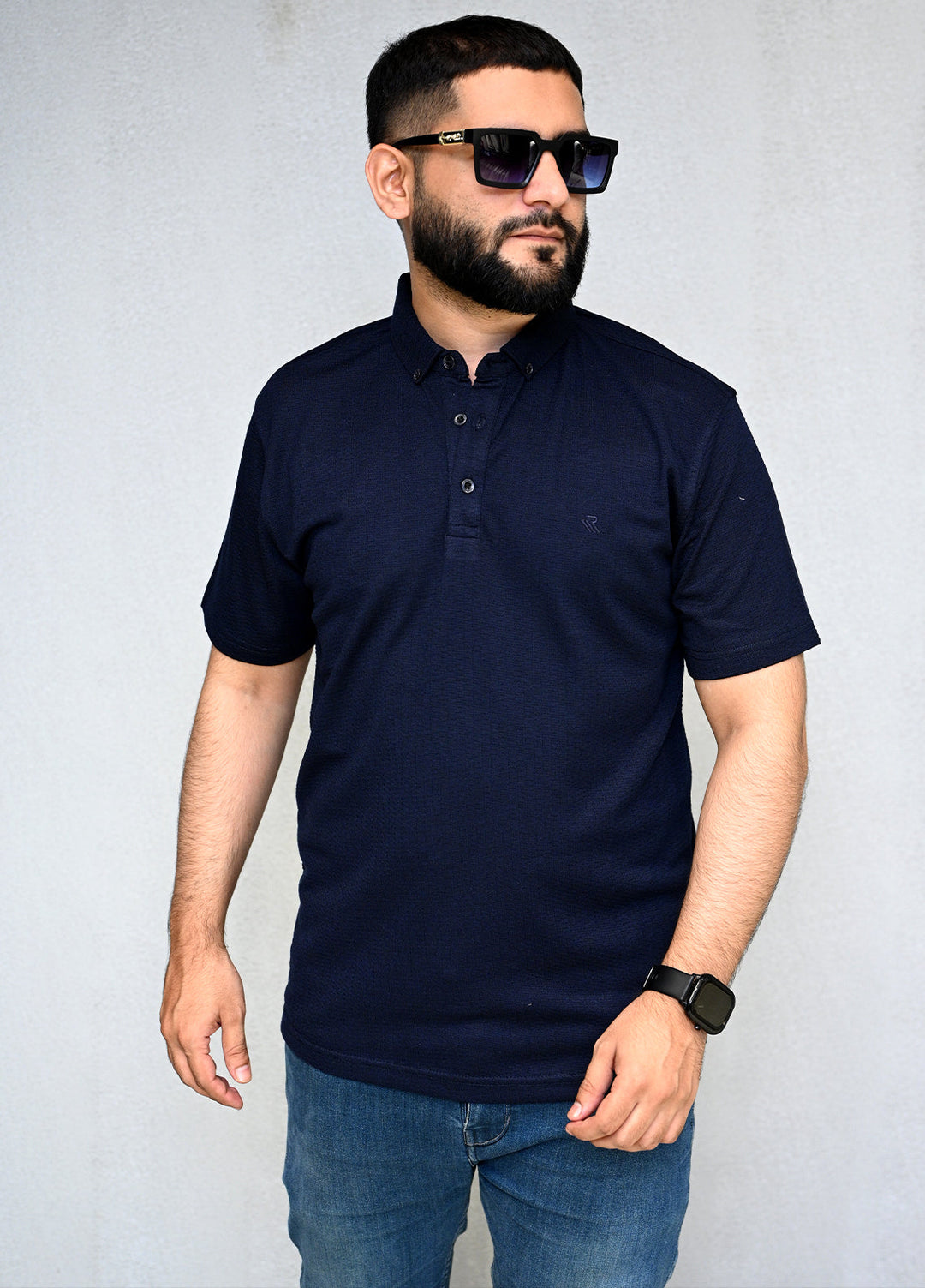 Sanaulla Exclusive Pret Casual Cotton T-Shirt D-3153 Navy