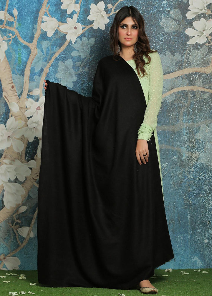 Sanaulla Exclusive Range  Pashmina  Shawl SU21PP Black OD-287 - Pure Pashmina Shawls