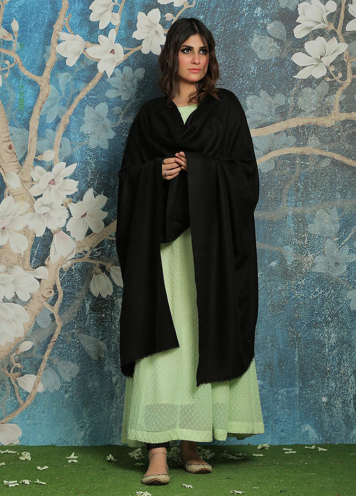 Sanaulla Exclusive Range  Pashmina  Shawl SU21PP Black OD-287 - Pure Pashmina Shawls
