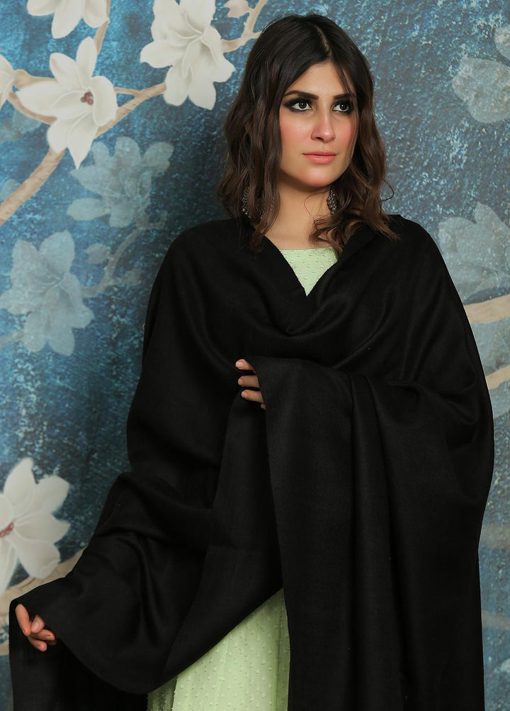 Sanaulla Exclusive Range  Pashmina  Shawl SU21PP Black OD-287 - Pure Pashmina Shawls