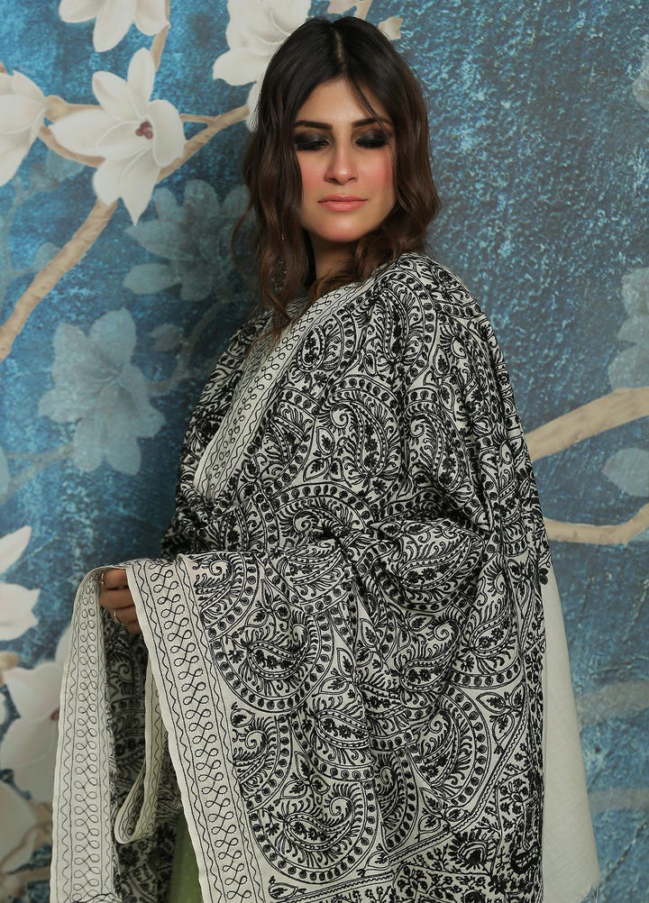 Sanaulla Exclusive Range  Pashmina  Shawl SU21PP MIR-492 Off/White - Pure Pashmina Shawls