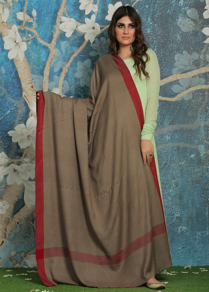 Sanaulla Exclusive Range  Pashmina  Shawl SU21PP MIR-750-D-Brown - Pure Pashmina Shawls