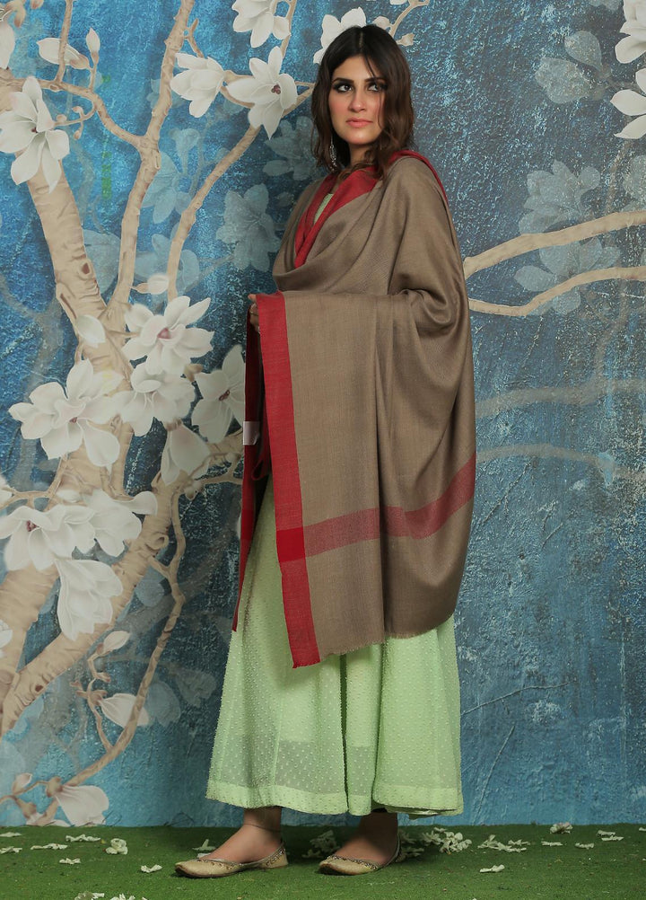 Sanaulla Exclusive Range  Pashmina  Shawl SU21PP MIR-750-D-Brown - Pure Pashmina Shawls