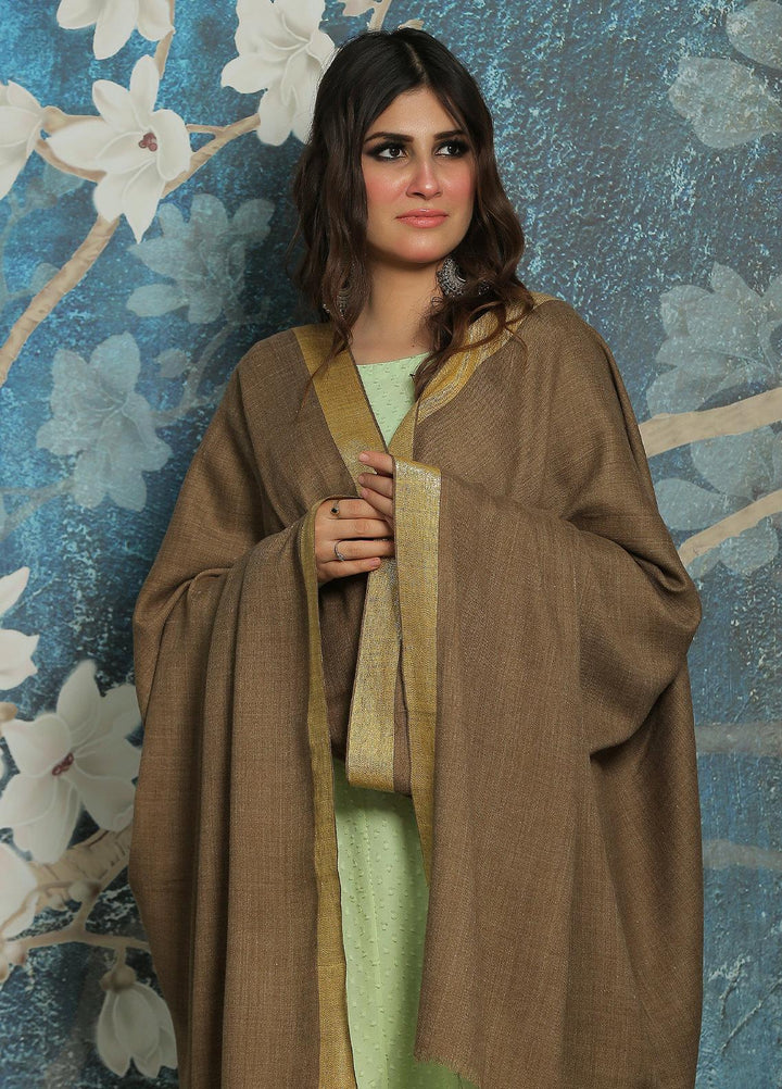 Sanaulla Exclusive Range  Pashmina  Shawl SU21PP MIR-767-Brown - Pure Pashmina Shawls