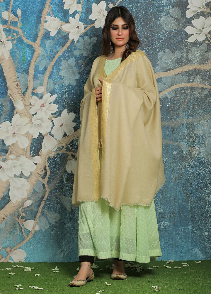 Sanaulla Exclusive Range  Pashmina  Shawl SU21PP MIR-779-Fawn - Pure Pashmina Shawls