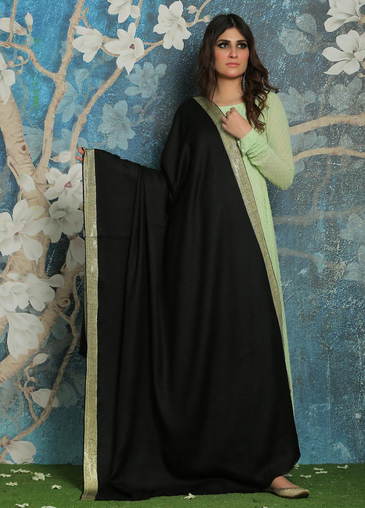 Sanaulla Exclusive Range  Pashmina  Shawl SU21PP MIR-08 Black - Pure Pashmina Shawls