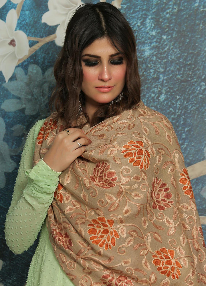 Sanaulla Exclusive Range  Pashmina  Shawl SU21PP MIR-36 Brown - Pure Pashmina Shawls