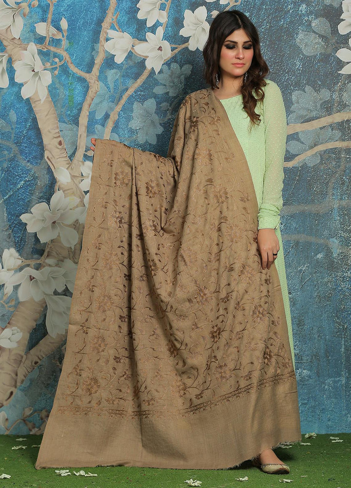 Sanaulla Exclusive Range  Pashmina  Shawl SU21PP AKP-10 Beige-2 - Pure Pashmina Shawls