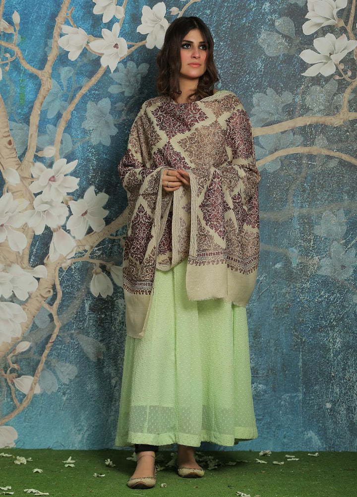 Sanaulla Exclusive Range  Pashmina  Shawl SU21PP AKP-23 Fawn-3 - Pure Pashmina Shawls