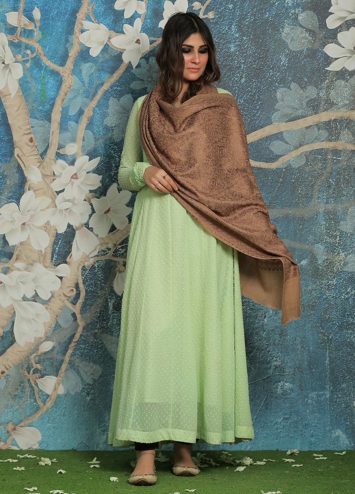 Sanaulla Exclusive Range  Pashmina  Shawl SU21PP AKP-23 L Brown-8 - Pure Pashmina Shawls