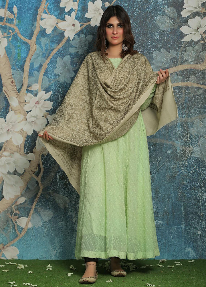 Sanaulla Exclusive Range  Pashmina  Shawl SU21PP AKP-23 Beige - Pure Pashmina Shawls