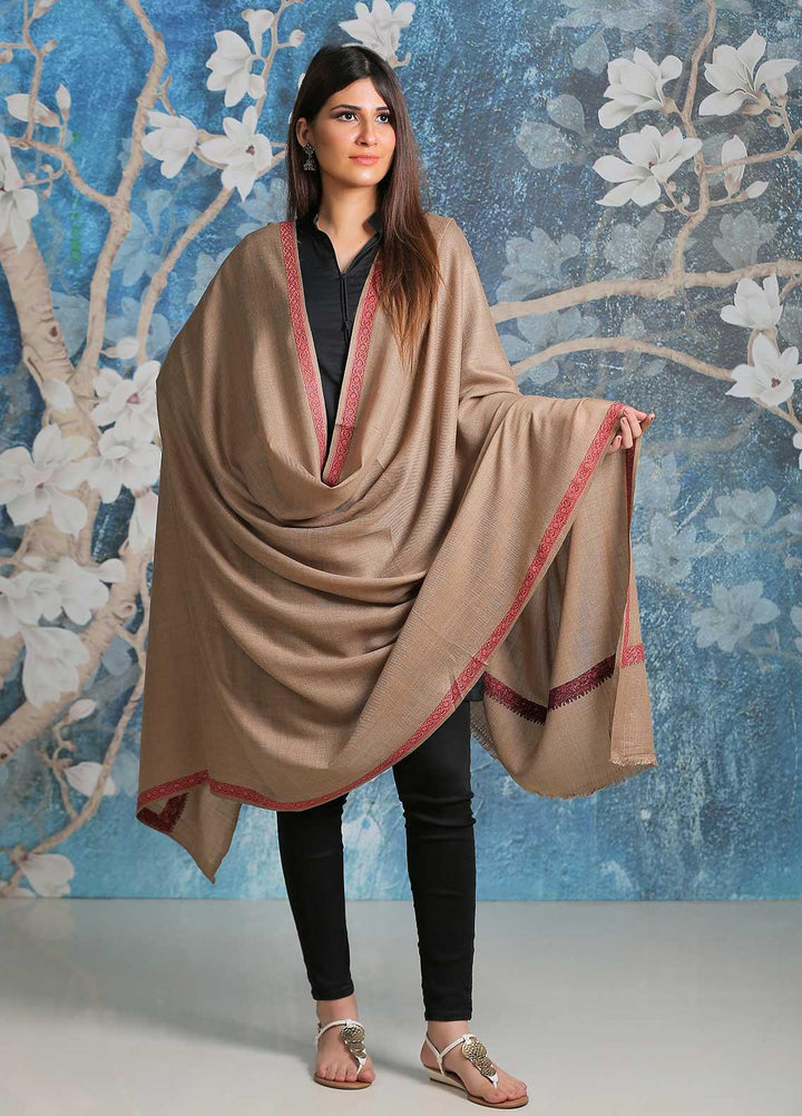 Sanaulla Exclusive Range  Pashmina  Shawl SU21PP AKP-04 Beige-1 - Pure Pashmina Shawls