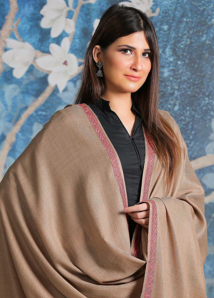 Sanaulla Exclusive Range  Pashmina  Shawl SU21PP AKP-04 Beige-1 - Pure Pashmina Shawls
