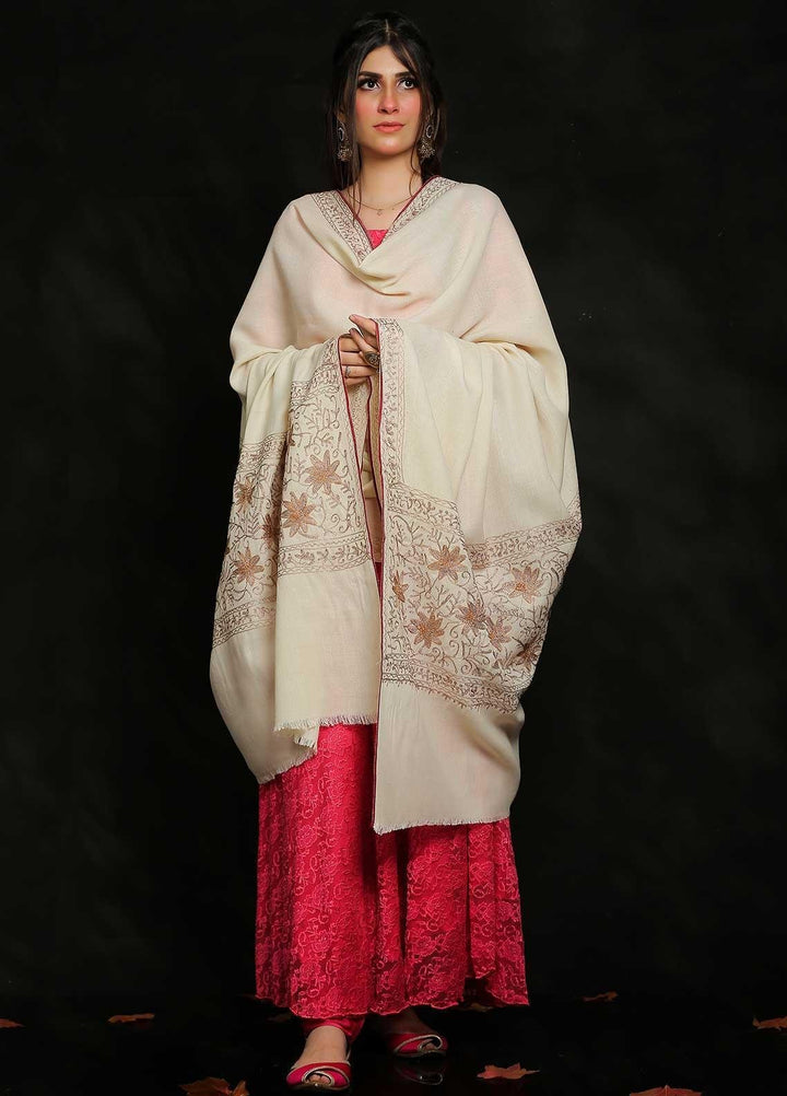 Sanaulla Exclusive Range Embroidered Pashmina  Shawl MIR-832-Mix - Pashmina Shawls